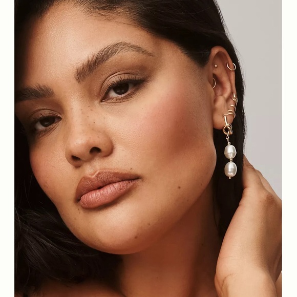 NWOT Anthropologie Nautical Knotted Pearl Drop Earrings - Picture 2 of 5